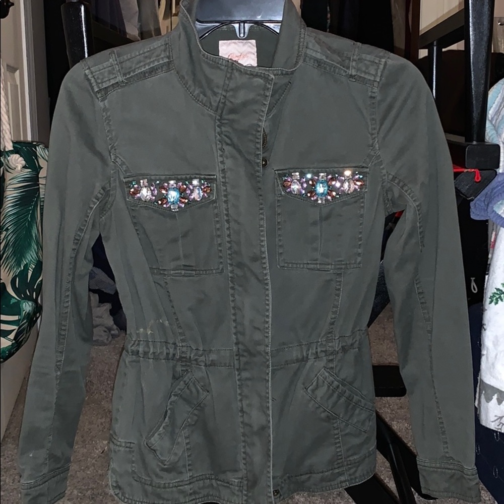 Green military jacket with jewels